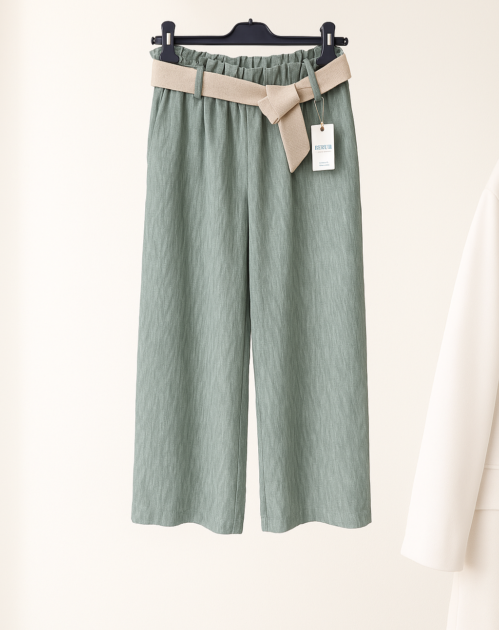 Pantalone Ampio Verde Salvia con Cintura – IRIGIU Clothing Line