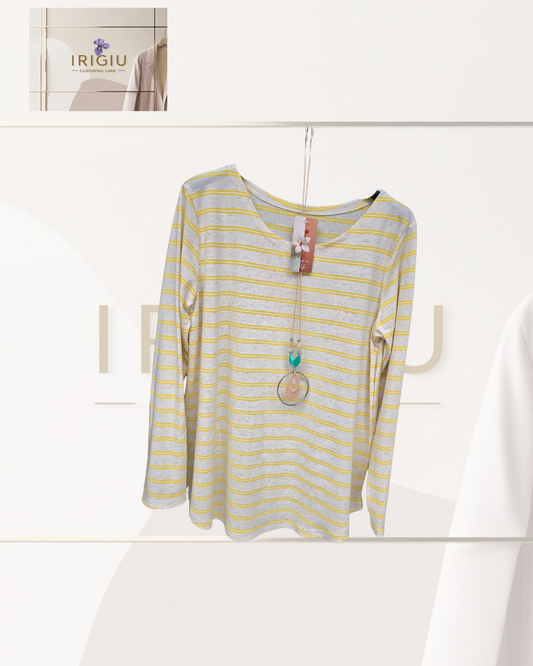 Maglia a Righe Gialle con Collana – IRIGIU Clothing Line